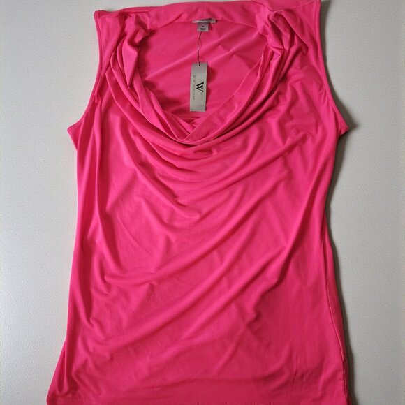NWT Worthington Hot Pink Cowl Neck Sleeveless Top Size M Barbiecore - Picture 4 of 7